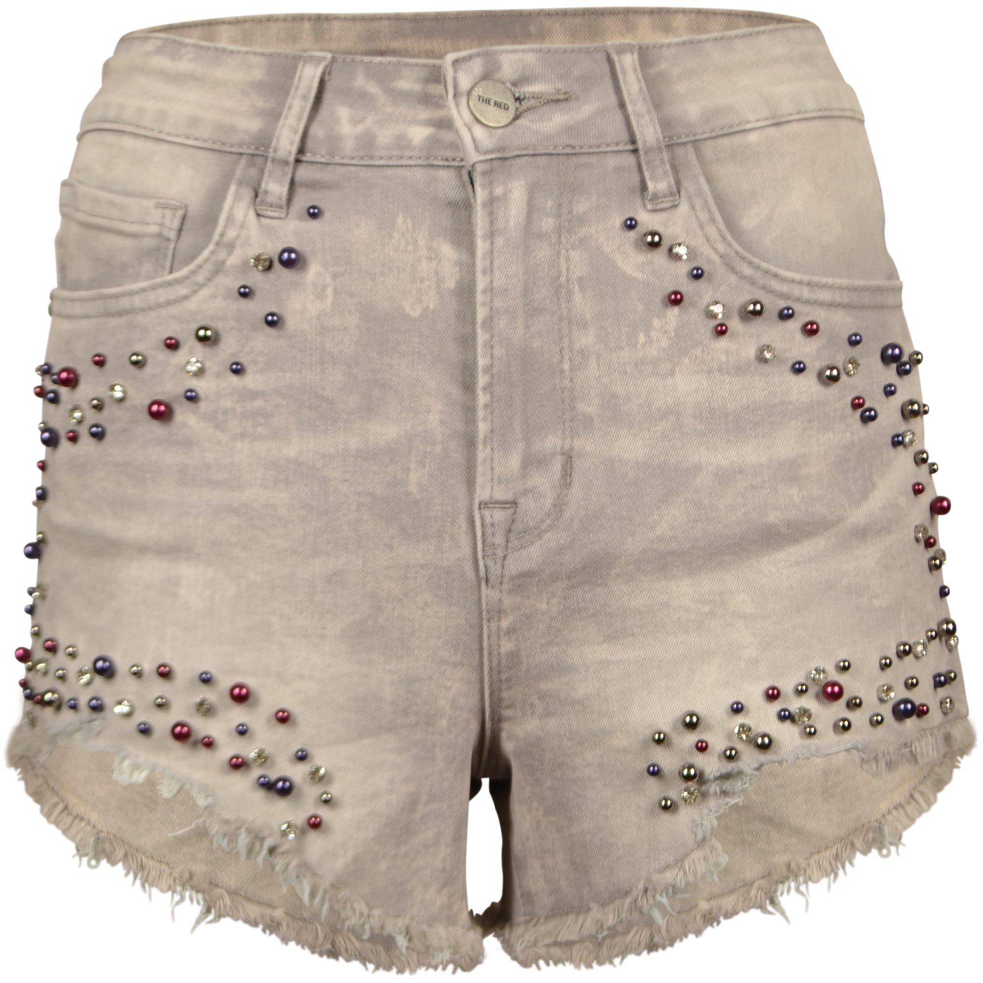 Smoke Rise Women's Skull Lips Shorts - GREY